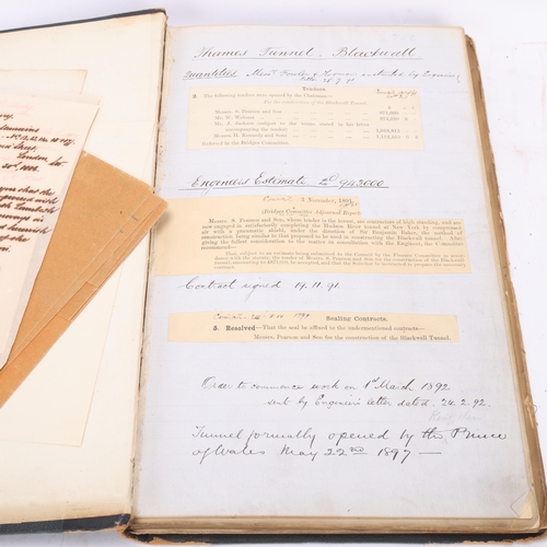 473 - A bound ledger of original and facsimilie documents relating to the Blackwall Tunnel, 