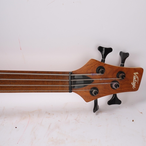 483 - JHS Vintage fretless 4 string bass guitar, in soft case