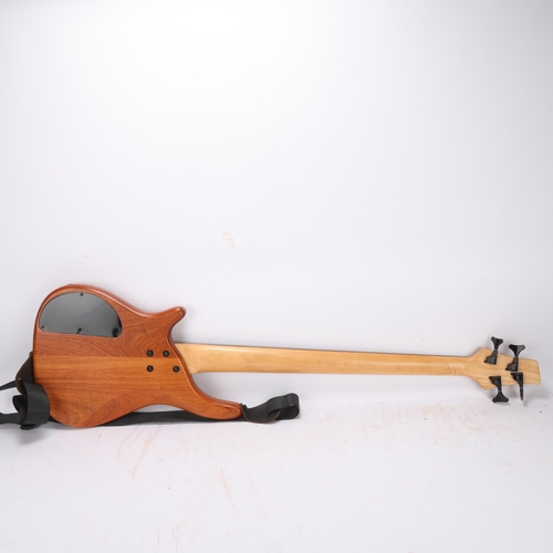 483 - JHS Vintage fretless 4 string bass guitar, in soft case