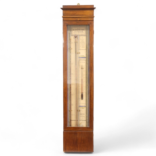 495 - A 19th century French rosewood cased cabinet barometer, height 111cm