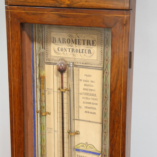 495 - A 19th century French rosewood cased cabinet barometer, height 111cm