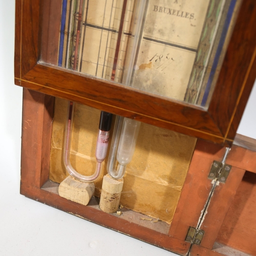 495 - A 19th century French rosewood cased cabinet barometer, height 111cm