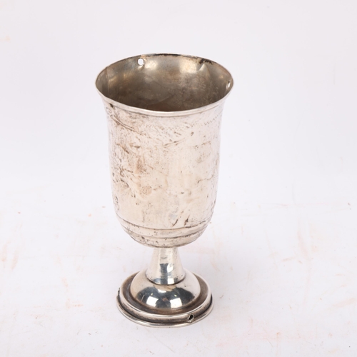 496 - JUDAICA - a Russian silver Kiddush cup, with engraved wriggle work decoration and Russian marks, hei... 