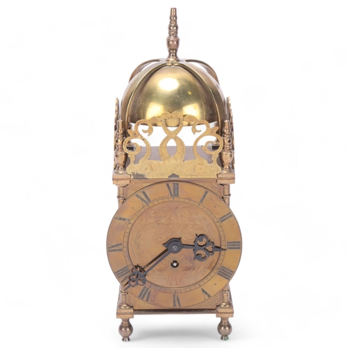 528 - A brass-cased Buren lantern clock, early 20th century, height 37cm