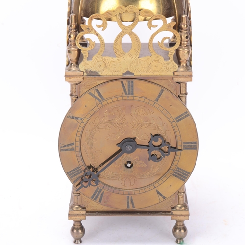 528 - A brass-cased Buren lantern clock, early 20th century, height 37cm