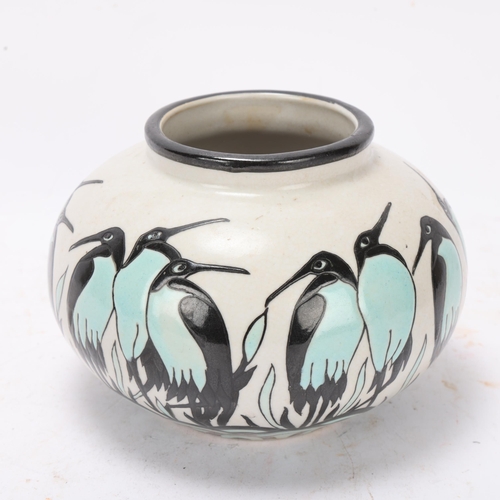 534 - An Art Deco Keralouve, French vase, with glazed penguin decoration, makers marks to base, height 8cm