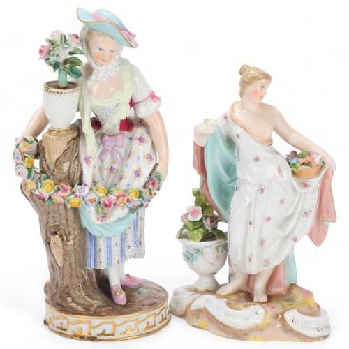 547 - 19th century Meissen porcelain figure of a flower girl, height 17cm, and a Continental porcelain Cla... 