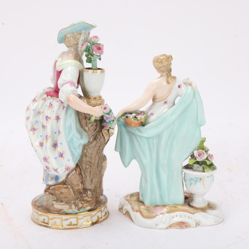 547 - 19th century Meissen porcelain figure of a flower girl, height 17cm, and a Continental porcelain Cla... 