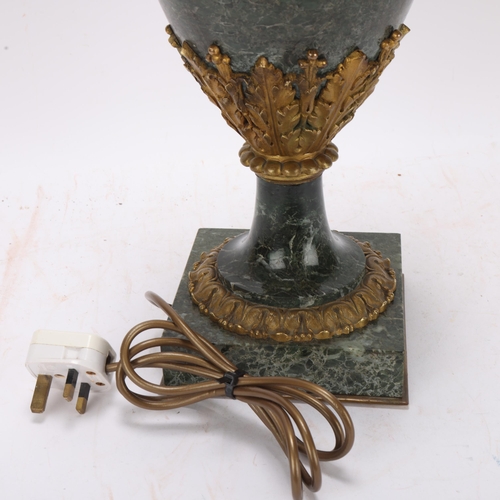 548 - A large Victorian green marble urn-shaped vase, with gilt acanthus leaf metal mounts, later converte... 