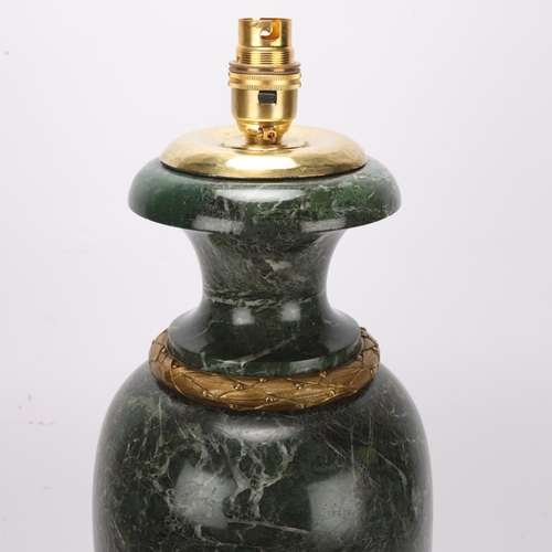 548 - A large Victorian green marble urn-shaped vase, with gilt acanthus leaf metal mounts, later converte... 