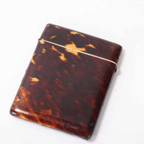 549 - A tortoiseshell card case with silver inlay flowers, A/F, 10cm x 8cm