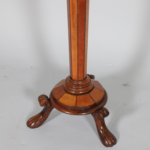 315 - A Regency walnut occasional wine table, with inlaid detail to top, octagonal column with alternate b... 