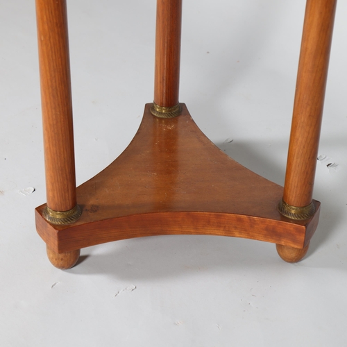 375 - 19th century French walnut gueridon table, with fossilised specimen marble top, 3 column supports an... 