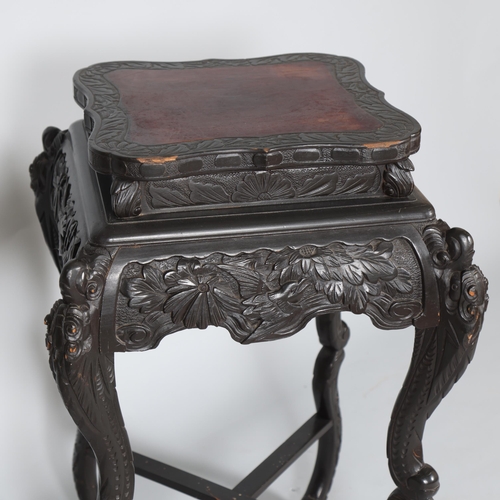 487 - A Chinese carved wood jardiniere stand, height 77cm