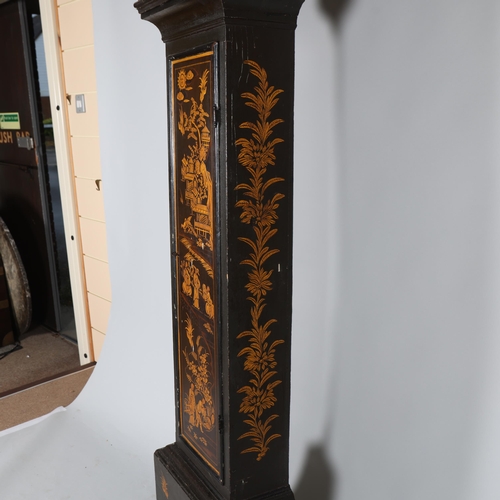 494 - An 18th century gilded and lacquered 8-day longcase clock, by Henry Buxton of Goldthornhill, the 12