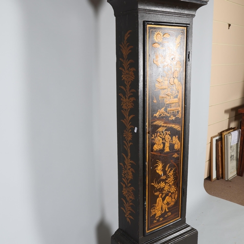 494 - An 18th century gilded and lacquered 8-day longcase clock, by Henry Buxton of Goldthornhill, the 12