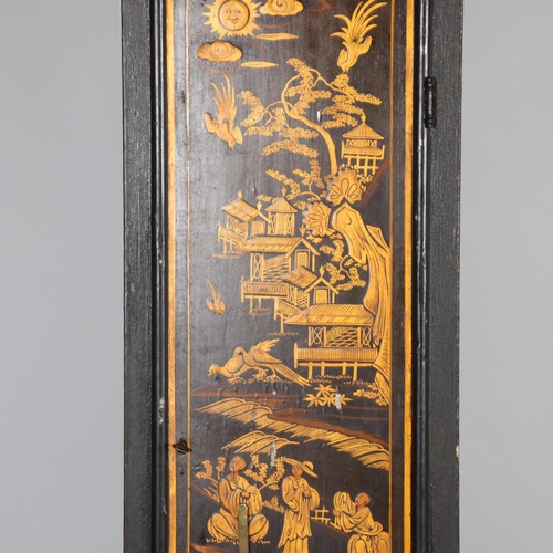 494 - An 18th century gilded and lacquered 8-day longcase clock, by Henry Buxton of Goldthornhill, the 12