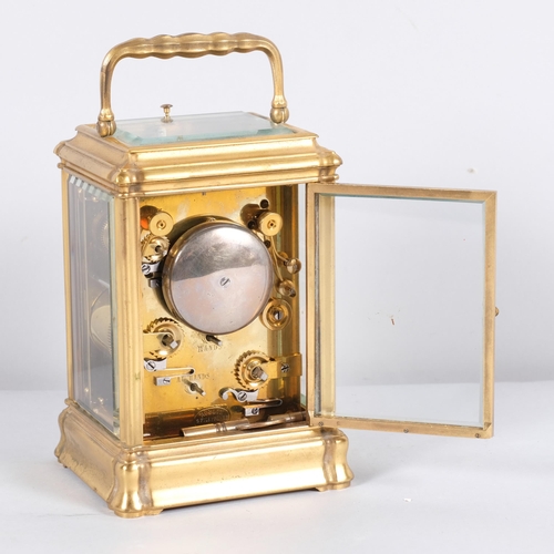 580 - *Description Change* A late 19th century French 8 day quarter repeater carriage clock by Roblin & Fi... 