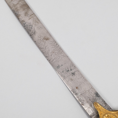 417D - An 1831 Mamaluke pattern officer's sword with ivory handle and brass mounts, fine etched blade with ... 