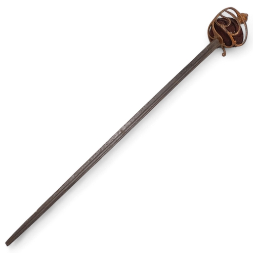 417E - An 18th century Cavalry sword, with shagreen handle and gilt bronzed guard, length 98cm