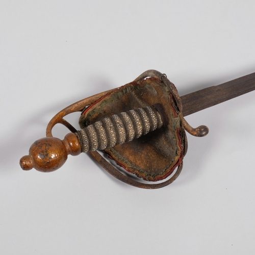 417E - An 18th century Cavalry sword, with shagreen handle and gilt bronzed guard, length 98cm