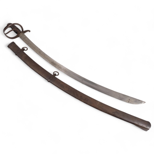 417F - An early 19th century Cavalry sabre in metal sheath, 97cm