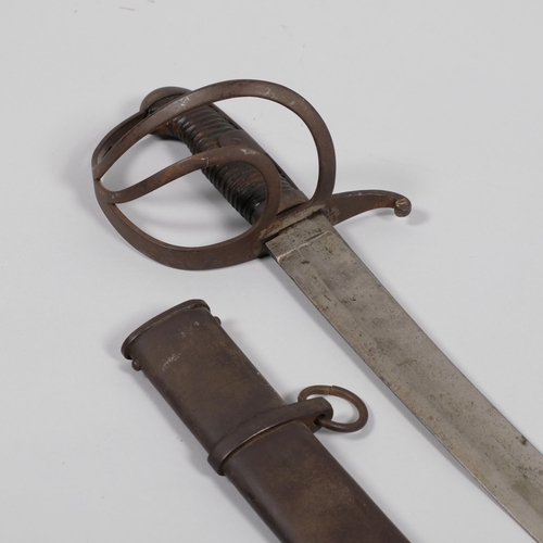 417F - An early 19th century Cavalry sabre in metal sheath, 97cm