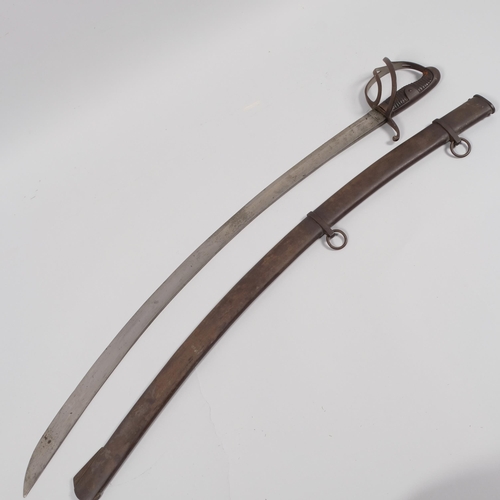 417F - An early 19th century Cavalry sabre in metal sheath, 97cm