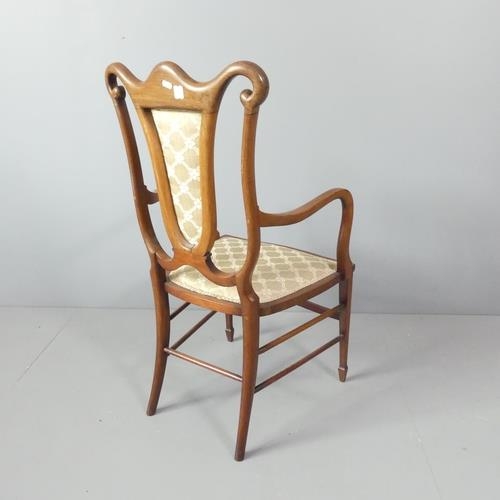 2704 - A Victorian mahogany parlour chair, with satinwood inlaid decoraiton.