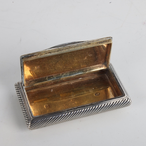 1464 - A 19th century Dutch silver snuffbox, Barend Enzering, Amsterdam circa 1820, rectangular form, with ... 