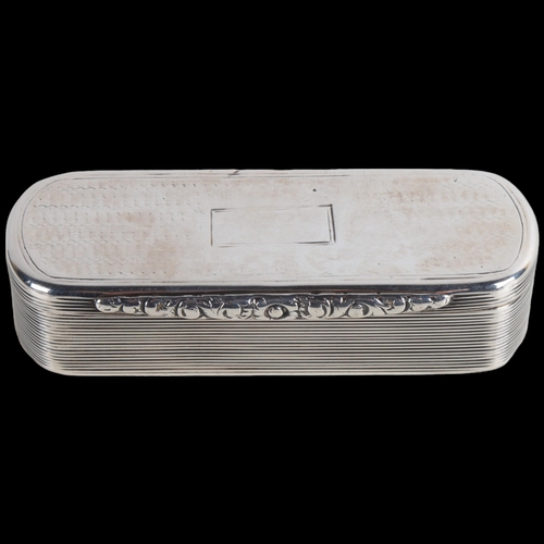 1466 - A William IV silver snuffbox, Edward Smith, Birmingham 1836, shaped rectangular form, with engine tu... 