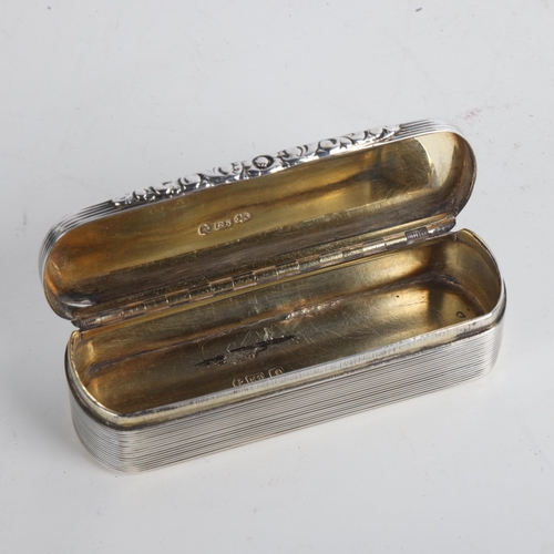 1466 - A William IV silver snuffbox, Edward Smith, Birmingham 1836, shaped rectangular form, with engine tu... 