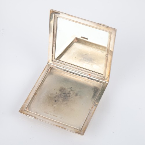 1480 - ASPREY - an Art Deco George V silver and 9ct gold square powder compact, Asprey & Co Ltd, London 193... 