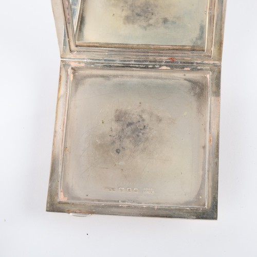 1480 - ASPREY - an Art Deco George V silver and 9ct gold square powder compact, Asprey & Co Ltd, London 193... 