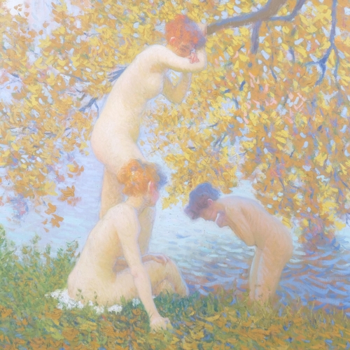 601 - Maurice Chabas (1862 - 1947), bathers on a riverbank, oil on canvas, signed and dated 1908, 99cm x 7... 