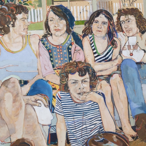 611 - Louis Turpin (born 1947), family portrait, oil on canvas, 95cm x 105cm, framed