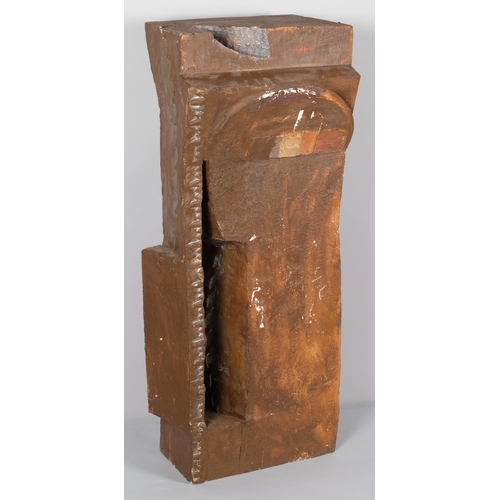 615 - Roger Bates (1947 - 2021), abstract sculpture, carved wood, height 75cm