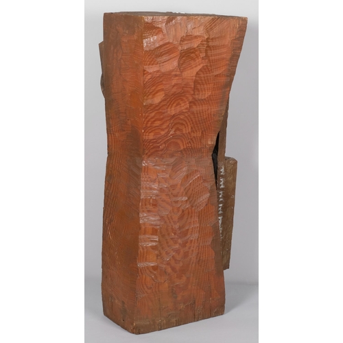 615 - Roger Bates (1947 - 2021), abstract sculpture, carved wood, height 75cm