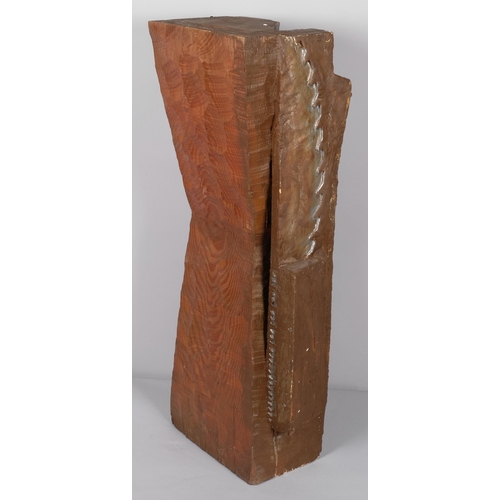 615 - Roger Bates (1947 - 2021), abstract sculpture, carved wood, height 75cm