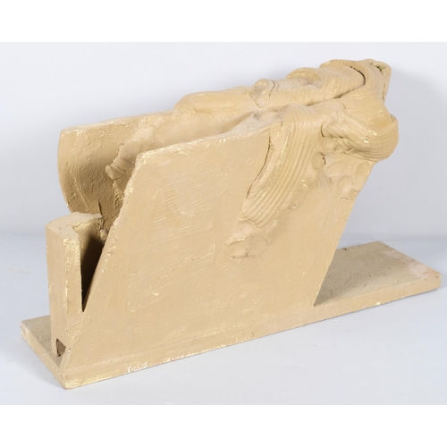 616 - Roger Bates (1947 - 2021), abstract sculpture, painted plaster on wood base, length 54cm