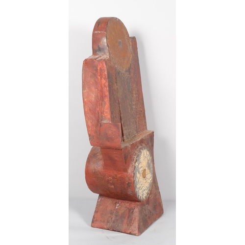 619 - Roger Bates (1947 - 2021), abstract sculpture, wood/marble, height 73cm