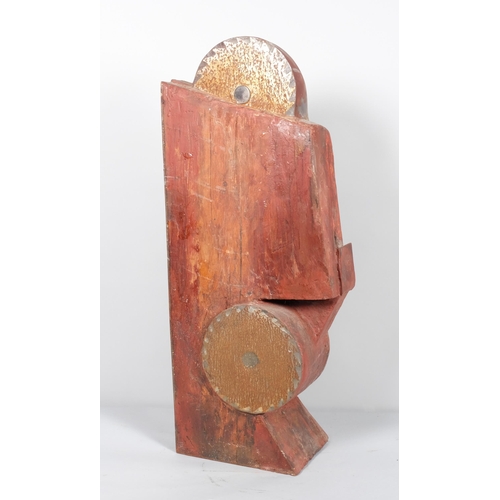 619 - Roger Bates (1947 - 2021), abstract sculpture, wood/marble, height 73cm