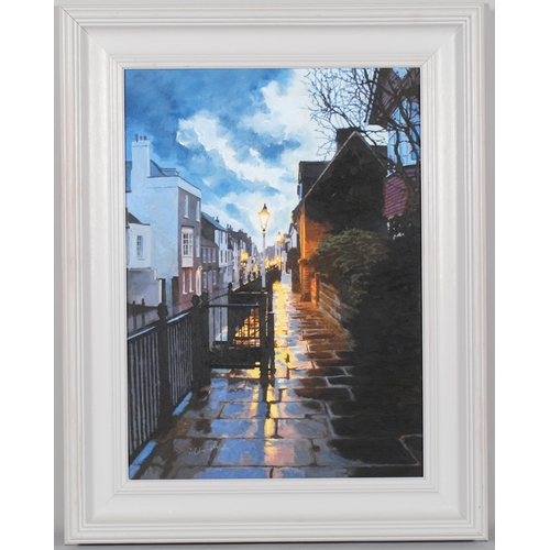 627 - David Edmonds, Hastings Old Town, oil on canvas, 56cm x 41cm, framed