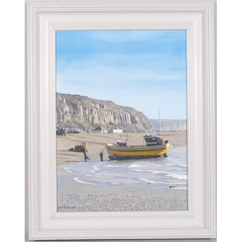 628 - Jane Edmonds, Hastings Beach, oil on canvas, 56cm x 41cm, framed