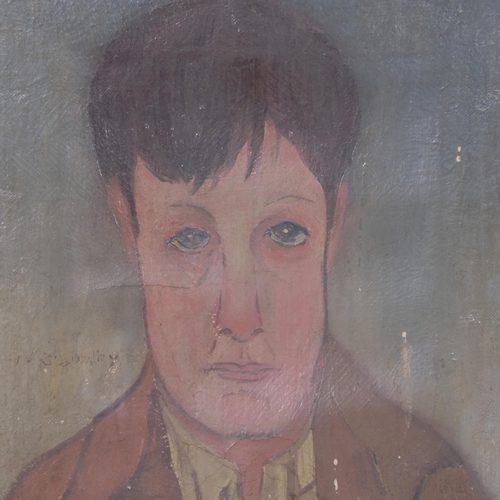 645 - Portrait of Augustus John, oil on canvas, 30cm x 25cm, unframed