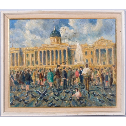 652 - Trafalgar Square, oil on board, 49cm x 58cm, framed