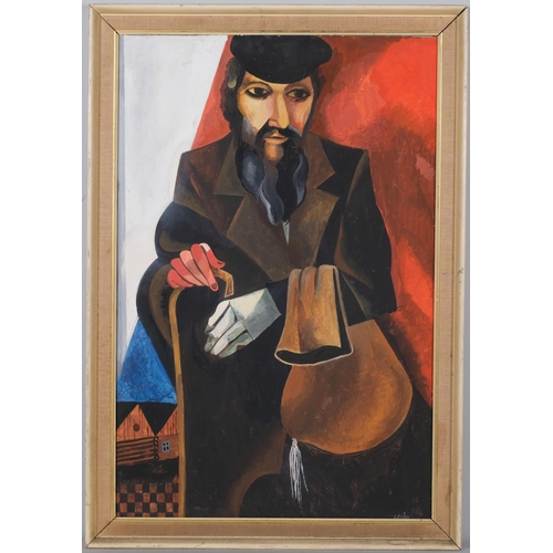 668 - Israel Leibo, portrait of a Jewish man, oil on board, signed, 76cm x 51cm, framed