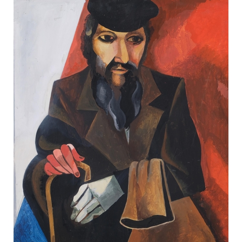 668 - Israel Leibo, portrait of a Jewish man, oil on board, signed, 76cm x 51cm, framed