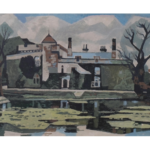 671 - Clifford Rowe, the old house, oil on board, 60cm x 120cm, framed