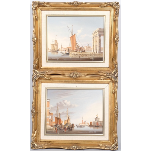 673 - Bernard Page, pair of scenes in Venice, oil on board, 19cm x 24cm, framed